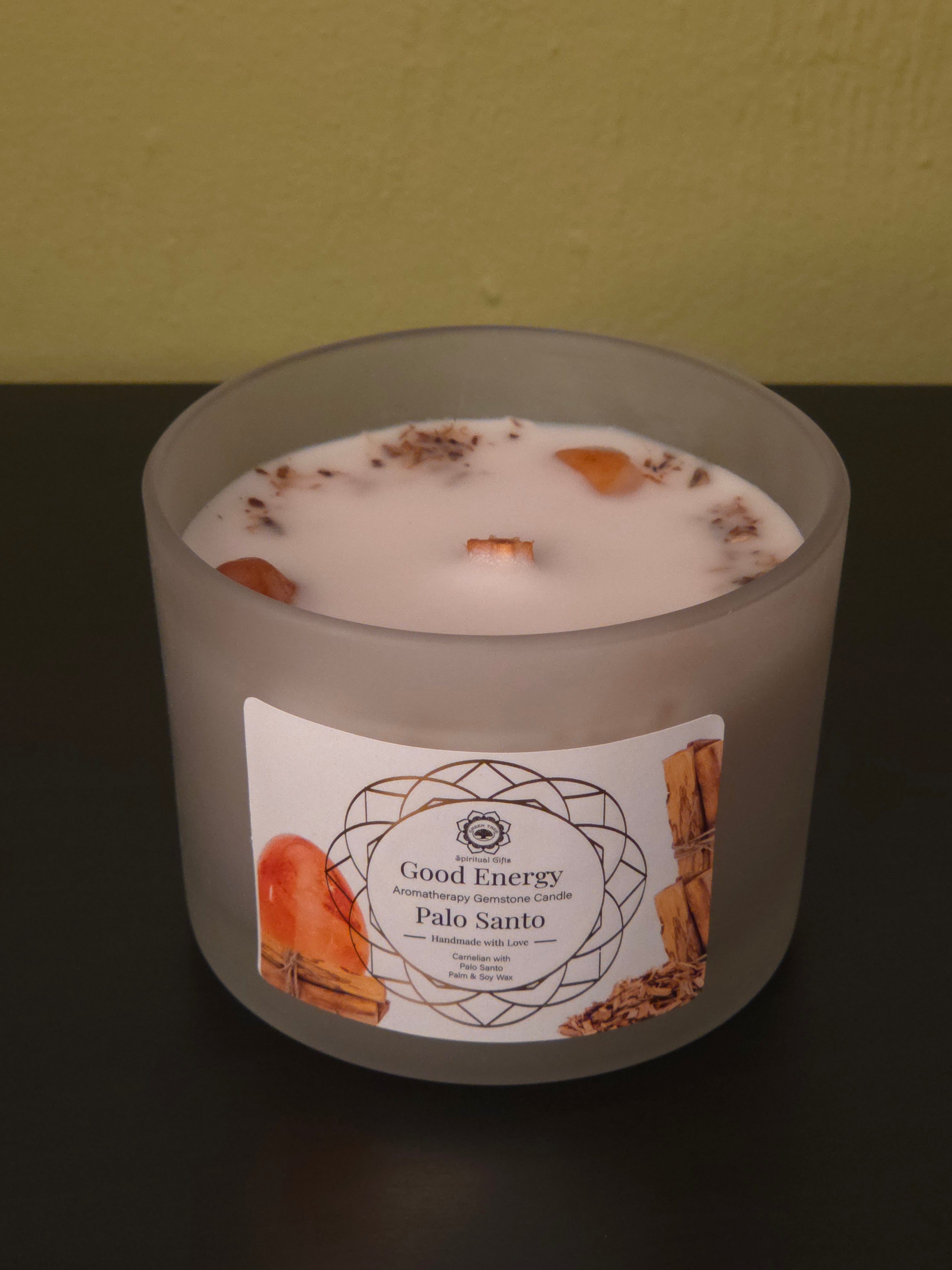 Good Energy – Edelsteen Kaars met Palo Santo & Carneool