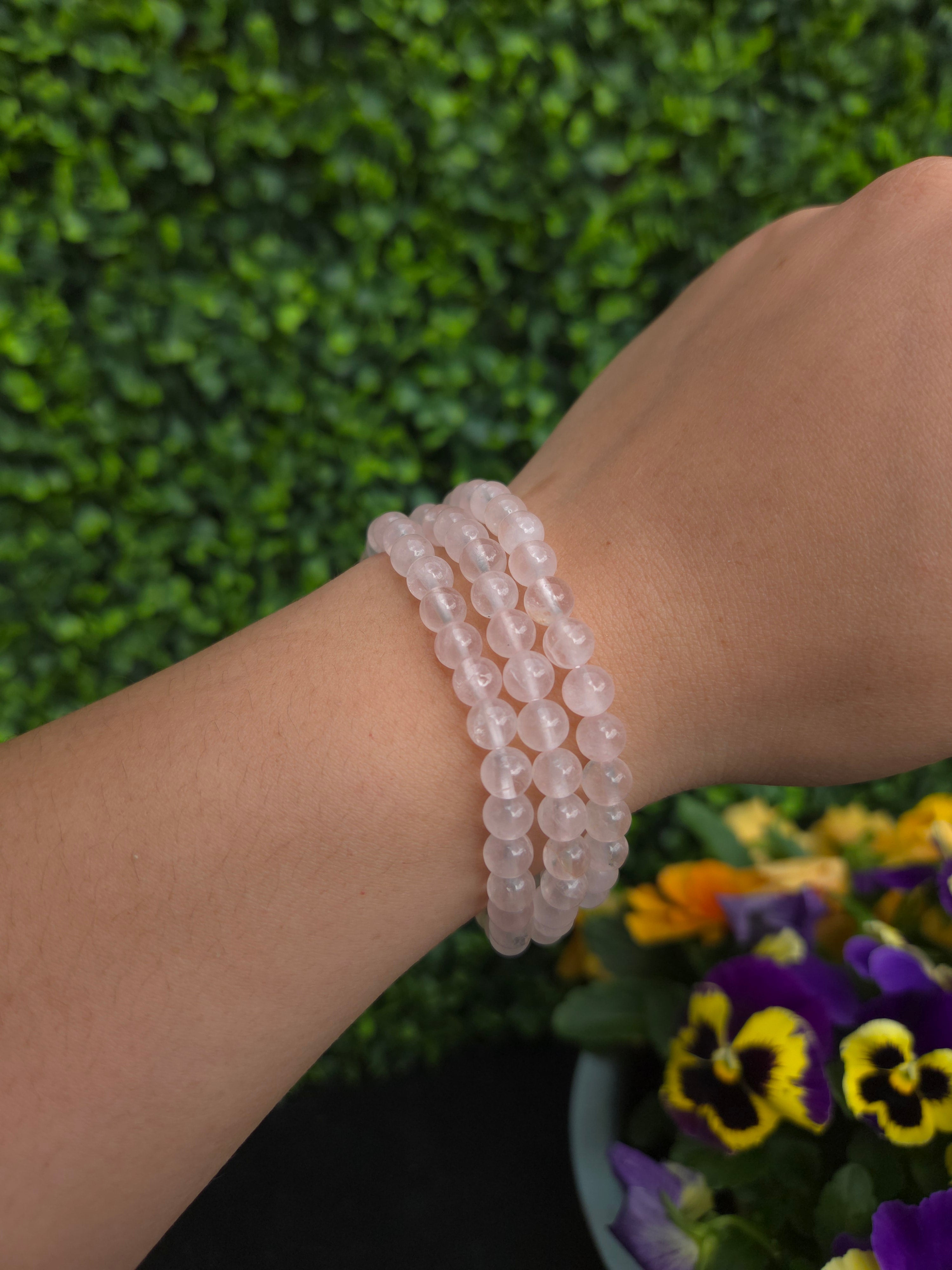 Rozenkwarts armband 6mm