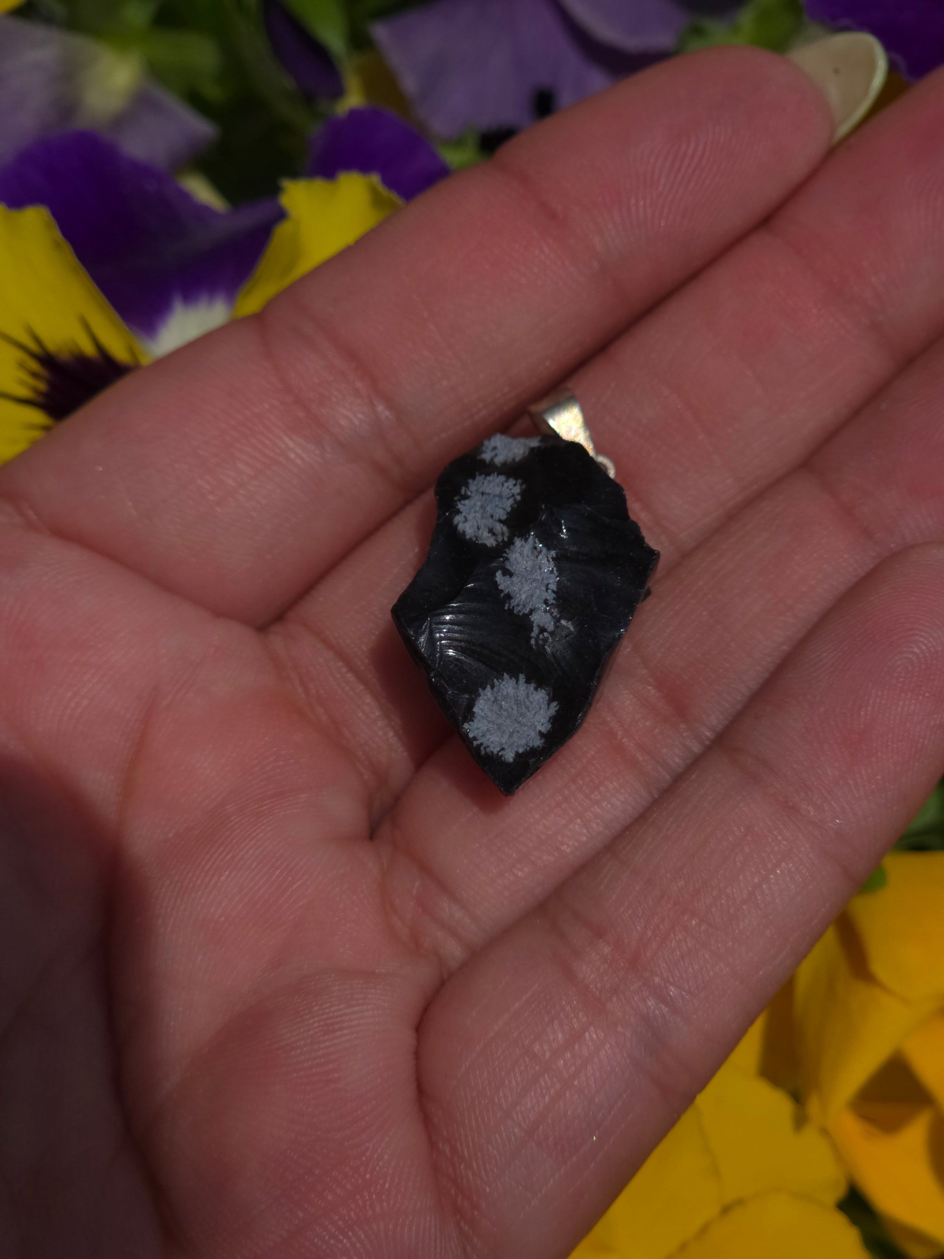 Sneeuwvlok obsidiaan ruw hanger