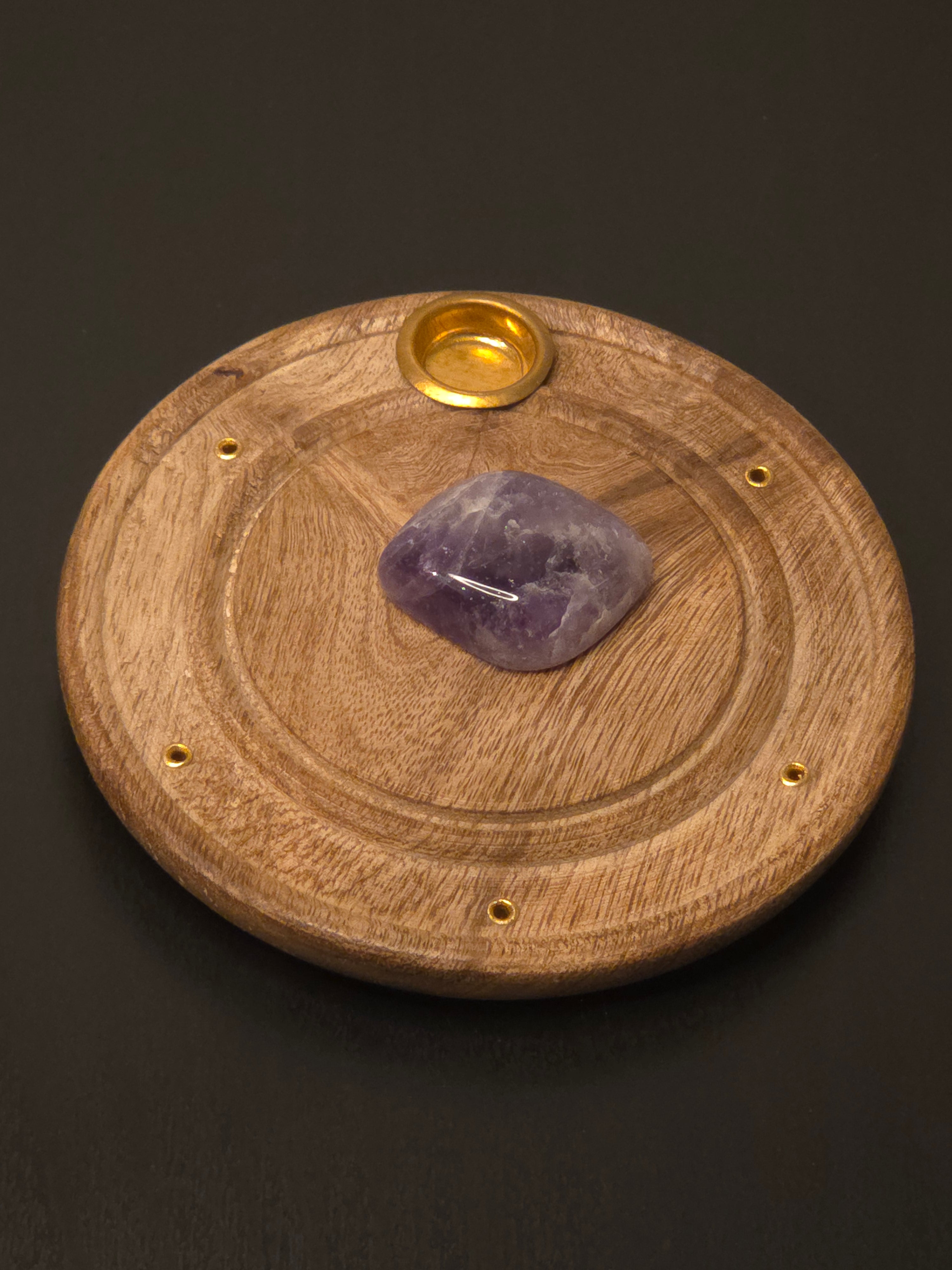 Houten Edelsteen Wierookhouder - Amethist